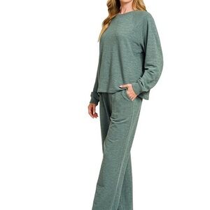 Zenana Outfitters Sage Green Pajama Set